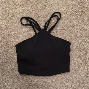GILLY HICKS crop workout top built in bra Black Strappy Women's Top XS